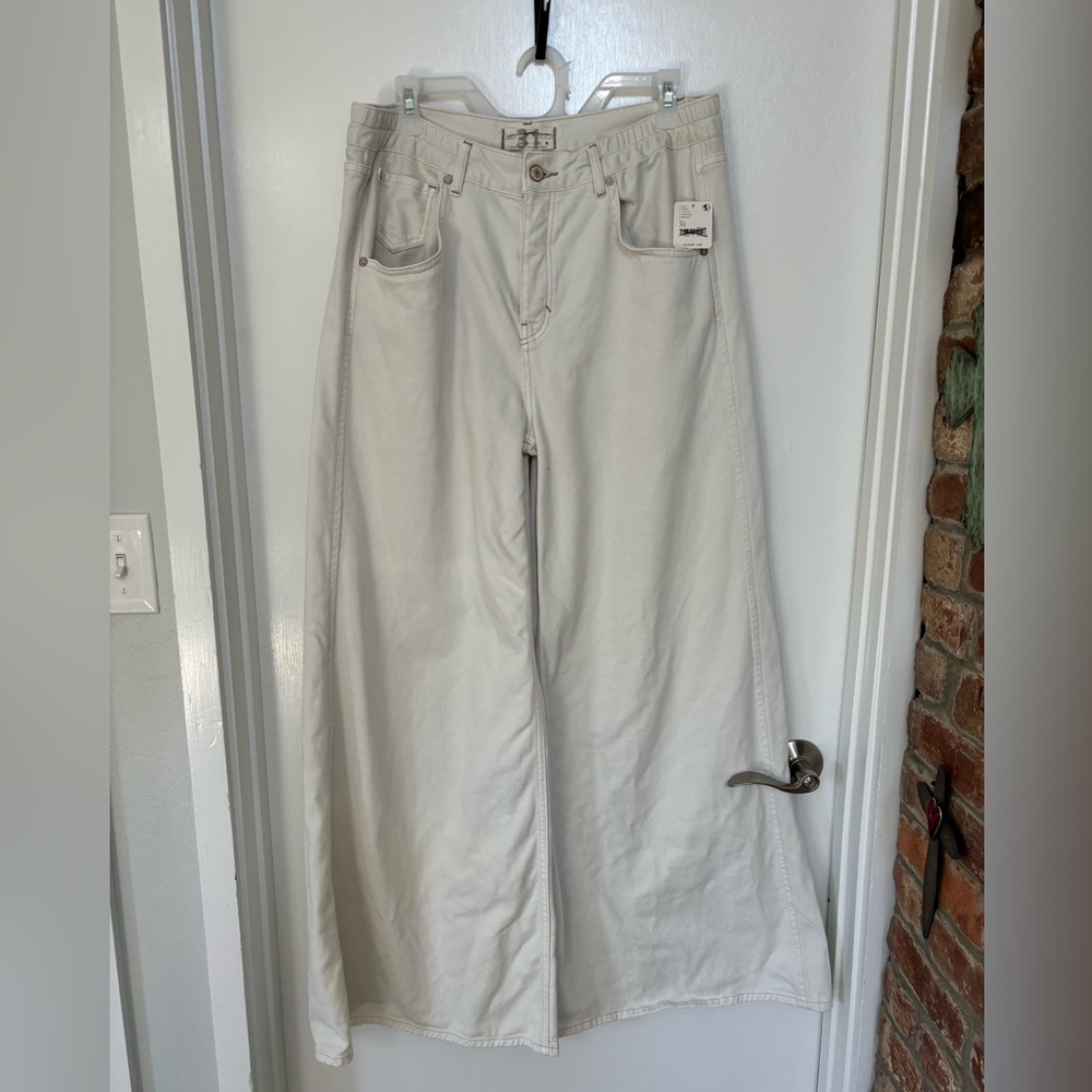 We The Free Cream Wide Leg Jeans